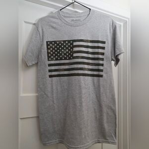 Gray T-Shirt with Camouflage Flag Never Worn